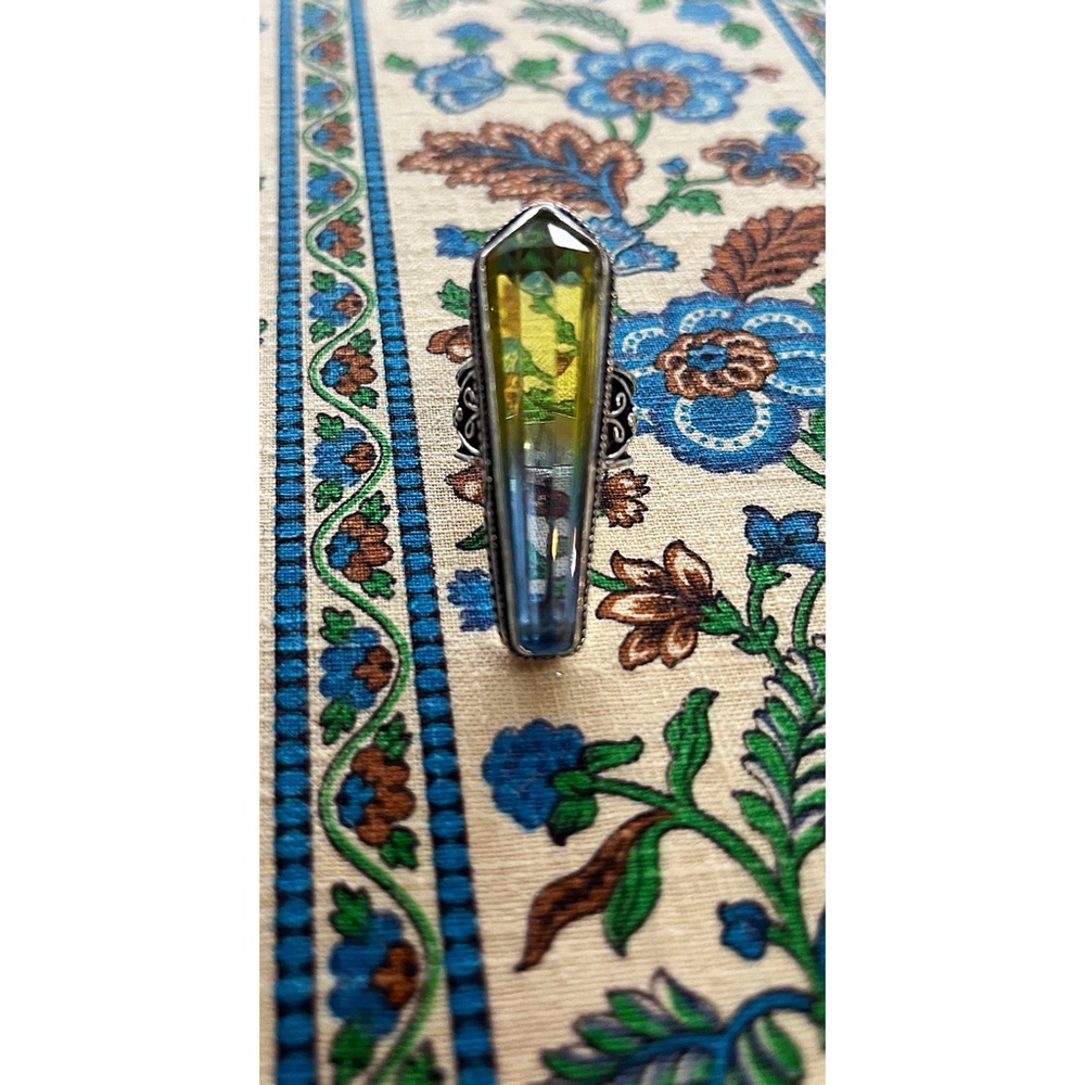 Vintage Green Blue Crystal Cocktail Ring